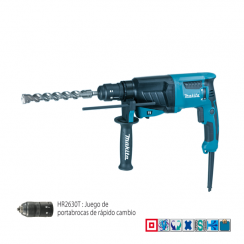 Martillo de Combinacion SDS-PLUS 26 mm.  800 W. 0-1.200 rpm.  3 modos.  2,8 kg. + Mandril de cambio rpido